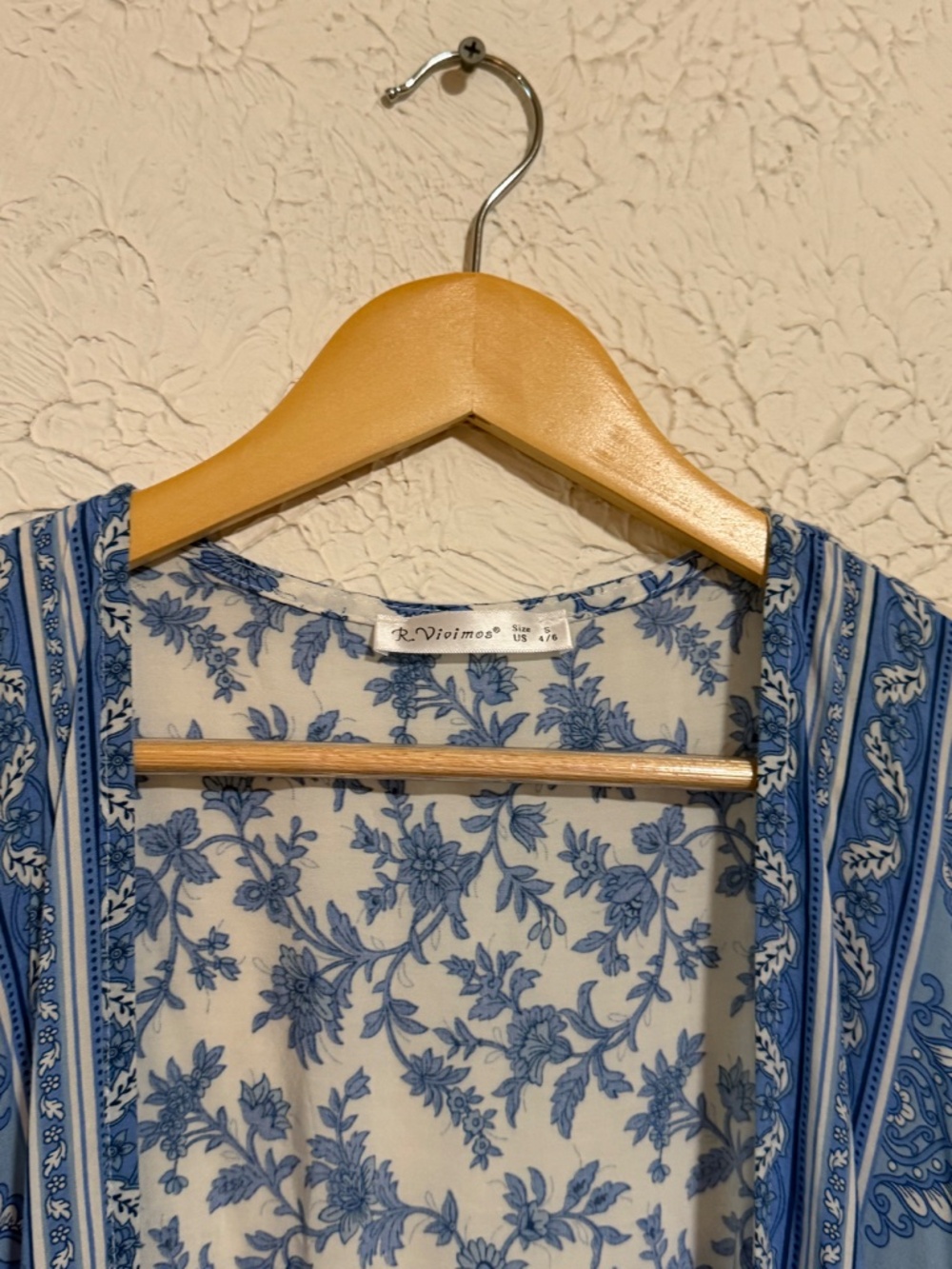 R.Vivimos Women's Blue Floral Maxi Dress Size 4/6 Wrap Boho Cottagecore - Picture 2 of 3